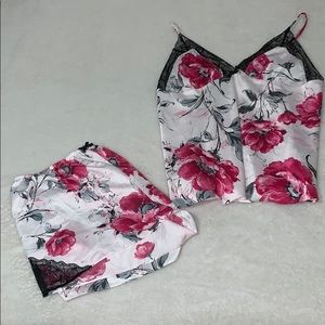 Faux silk pajama set